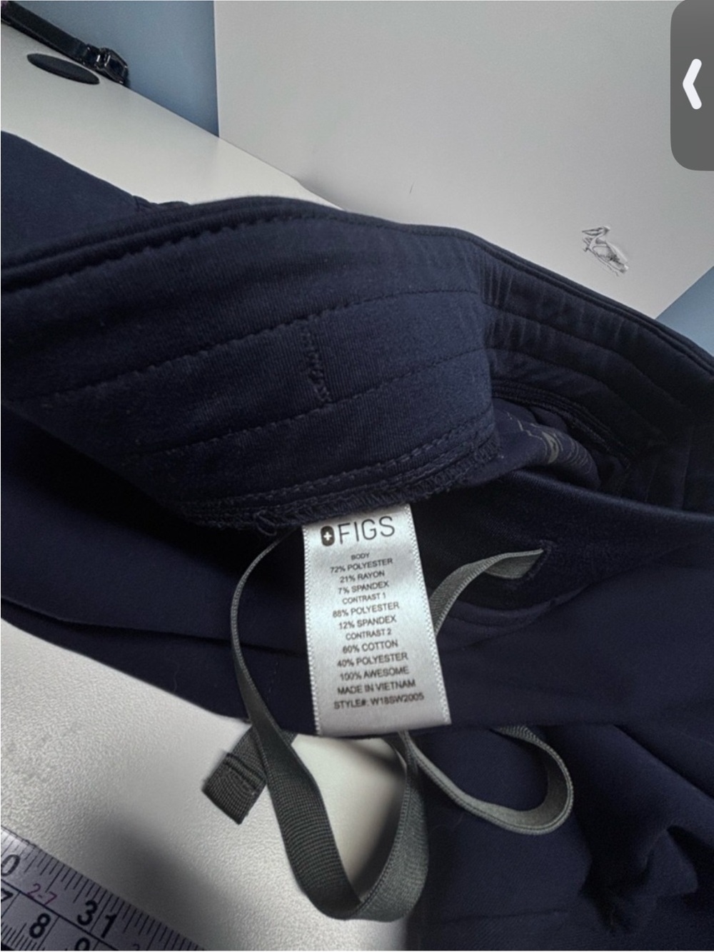FIGS Zamora Jogger Scrub Pants Navy Blue size Medium PO#1808 - Picture 4 of 4